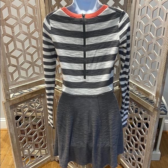 Express Striped Gray and White Color Block Skater Style Dress, Back Zip size S - Picture 8 of 12
